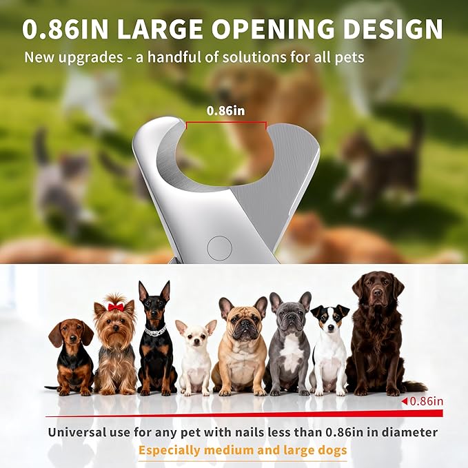 Professional Dog Nail Clippers Cat Nail Clipper with Built-in Spring, Large Opening Design, Nail File, for All Dogs and Cats with Thick Toenails
