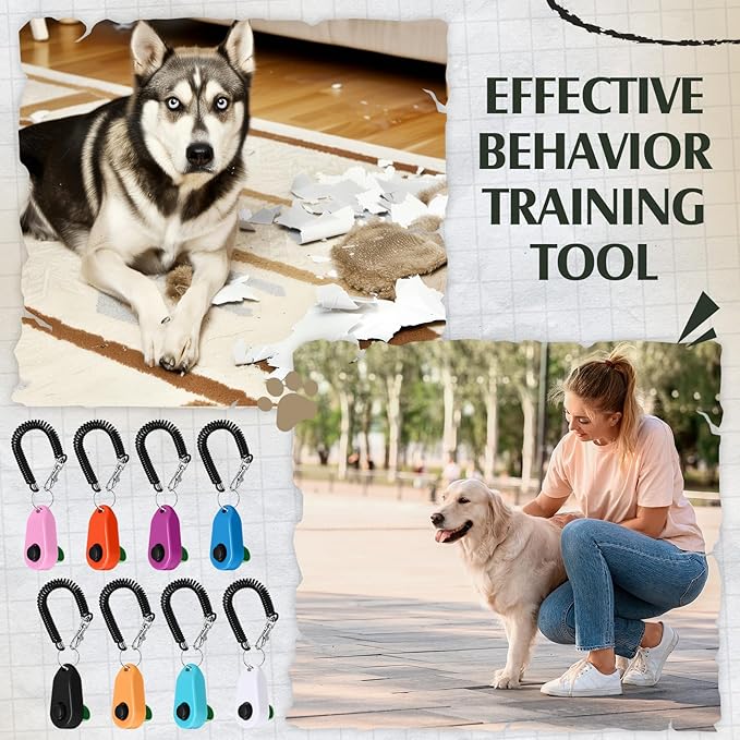 16 Pcs Dog Training Clickers with Wrist Bands Multicolor Pet Dog Cat Training Clickers & Behavior Aids Portable Pet Train Tools Supplies for Behavior Exercise