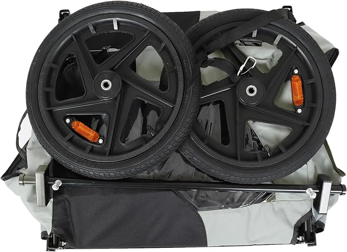 Heavy-Duty Dog Bike Trailer & Collapsible Pet Carrier for Bike with 16-Inch All-Terrain Wheels, Universal Hitch, Safety Flag & Weather-Resistant Design for Outdoor Adventures