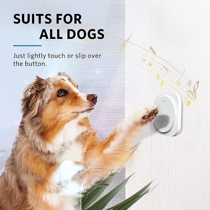 Dog Bell for Door Potty Training, Wireless Doggie Door Bell Operating at 1000 Feet with IP65 Waterproof Touch Button, Easy Installation