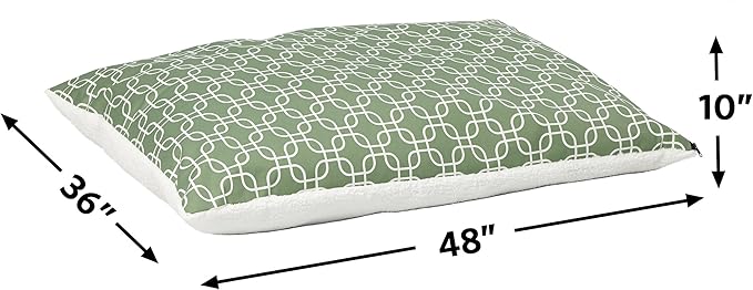 MidWest Homes for Pets PF3648T-FGR Over-Stuffed Dog Bed, Large, 36 x 48, Large Dog Breed, Green Geometric Pattern
