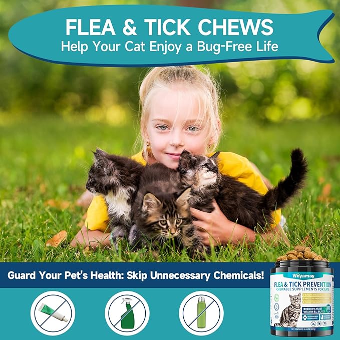 Natural Flea & Tick Prevention Bundle for Cats & Dogs, 200 Chews + Drops 4-in-1 Herbal Drops, Supports Skin, Coat, Digestion & Immunity, Gentle Daily Flea Treatment for Multi-Pet Homes