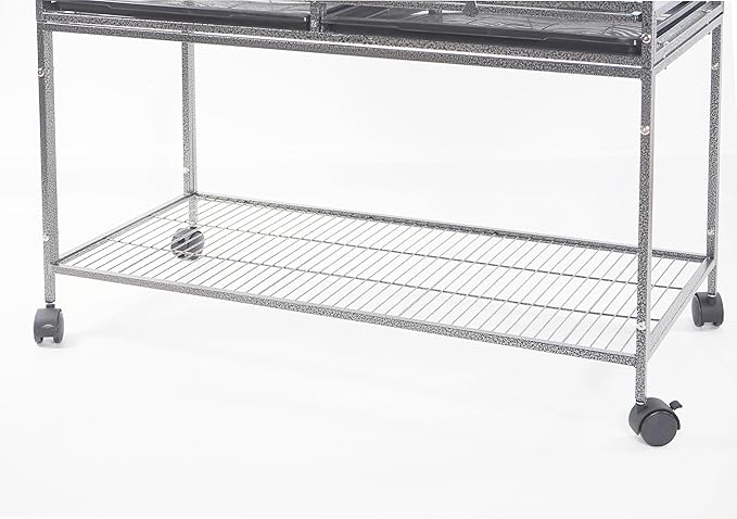 1F/2F/3F Stackable Center Divided Breeder Breeding Bird Flight Double Rolling Cage for Aviaries Canaries Cockatiels Lovebirds Finches Budgies Small Parrots. (Black Vein, 3F)
