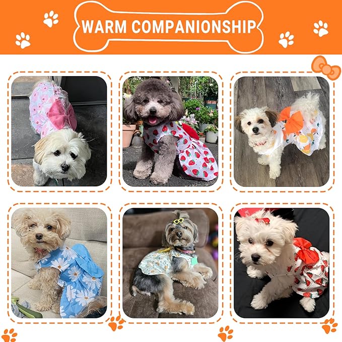 TAPBULL Dog Dresses, Fashionable Pet Dog Clothes, Cute Cat Birthday Dress Outfit (Orange/Red/Yellow/Blue/Pink 5-Pack), XX-Large