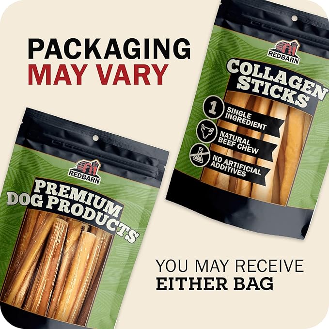 Redbarn Pet Products Natural Large Collagen Sticks for Dogs - Long Lasting Alternative to Traditional Rawhide & Bully - Supports Joint, Skin, & Coat Health - Case of 35