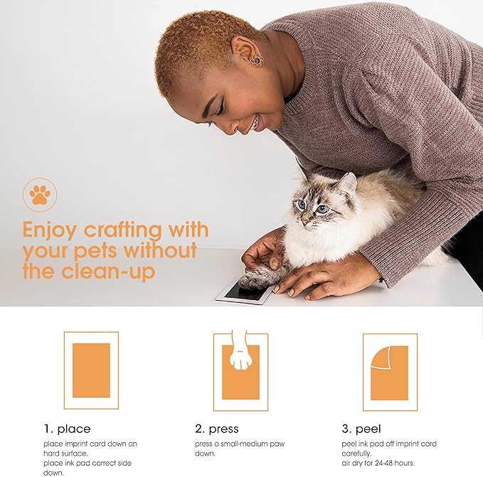 Pearhead Paw Print Clean Touch Ink Pad Kit for Dogs and Cats,Pet Owner Keepsake,DIY Inkless Paw and Nose Print Impression Set,Small/Medium,(Pack of 2)