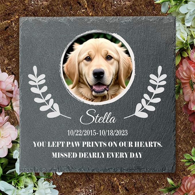 Alienc Personalized Pet Memorial Stone – Custom Dog & Cat Memorial Gifts for Loss, Outdoor Pet Grave Marker, Sympathy Keepsake for Dogs and Cats