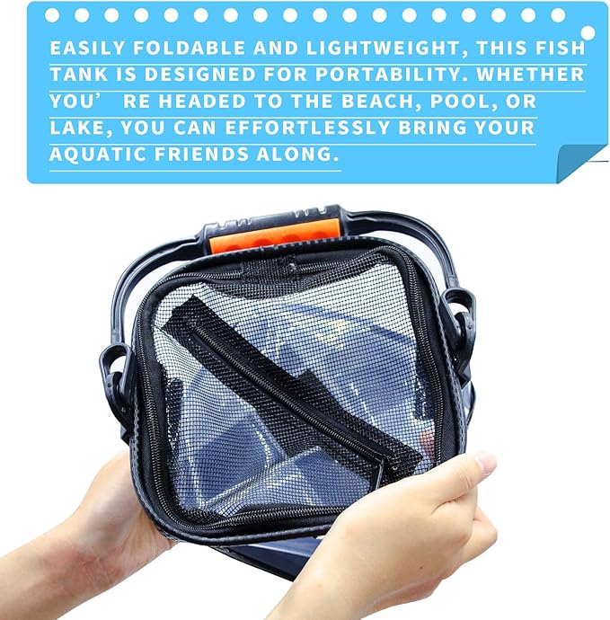 Foldable Aquarium, Portable Fish Tank, Fish Transport Container, EVA Fish Bowl, Beginner Tank, Catch and Release Aquarium for Beach, Pool and Lake