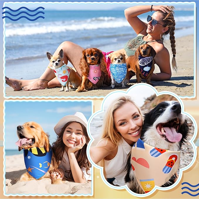 100 Pcs Ocean Dog Bandanas Bulk Pet Bibs Colorful Triangle Pet Ocean Scarf Bandanas for Medium Large Dogs Birthday Summer Beach Holiday Costume Decor