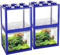 QTLCOHD 4 Pack Small Betta Fish Tank, 0.6 Gallon Mini Aquarium Tank, Blue Stackable Fish Bowl, Acrylic Tiny Cube Tank for Beta Fish Sea Monkeys Shrimp Snails