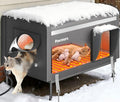 Pawtners Heated Outdoor Cat House for Outside Cats, 26'' XL Insulated Weatherproof Cat Shelter with Heated Pad, Elevated Feet & Escape Door, Warm Kitty House for Feral or Stray Cats in Winter