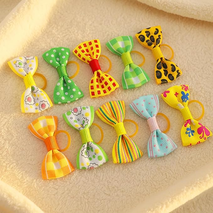 Puppy Dog Hair Bows: 2 inches with Rubber Bands Small Pet Grooming Girl Doggy Accessories 100pcs (50 Pairs)