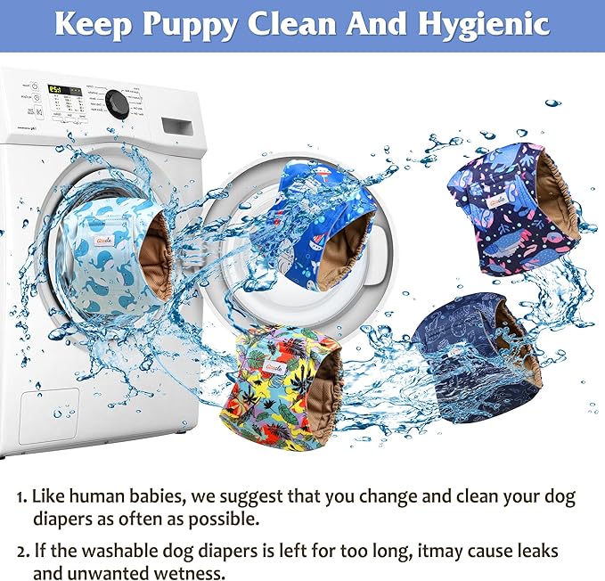 5 Pack Dog Diapers Male Reusable, Premium Belly Bands for Dogs, High Absorbing Male Dog Pee Wraps for Doggie in Incontinence or Excitable Urination Hawaii XS