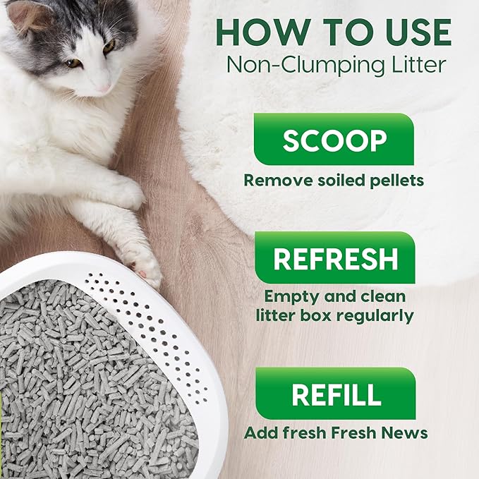 Fresh News Recycled Paper Original Pellet Cat Litter, 25 Pound, Non-Clumping, Unscented, Made in USA