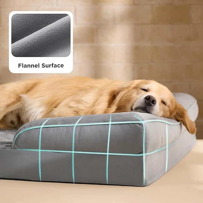 Bedsure XXL Orthopedic Dog Bed for Extra Large Dogs - Washable Giant Dog Cat Bed Waterproof, Comfort Dogs Couch Sofa with Washable Removable Cover, Pet Bed with Nonskid Bottom, Grey, 52"