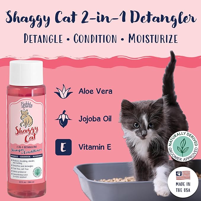 Bobbi Panter Cat Shampoo and Conditioner - Made in USA - All Natural 2-in-1 Formula for Reducing Shedding & Dander - Concentrated 10:1 for Professional Groomers - Watermelon Scent, 13 Oz (Case of 12)