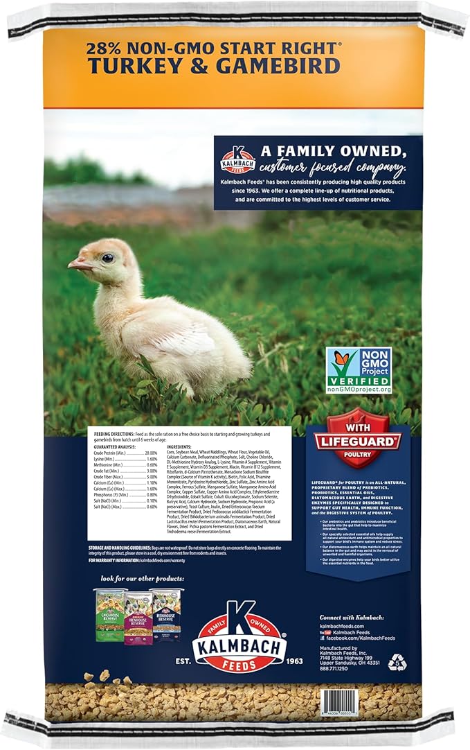 Kalmbach Feeds Start Right Non-GMO Turkey & Gamebird Crumble Feed, 50 lb Bag