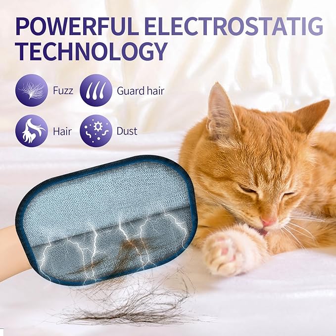 Hair Remover Glove,2026 Updated Cat and Dog Hair Removal Tool.Reusable Electrostatic Hair Removal Gloves.Suitable for Sofas,Bed Sheets,Clothing,Car Seats.