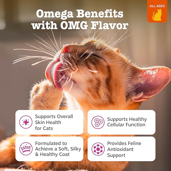 Zesty Paws Omega Cat Mousse Squeezable Cat Treats - with Seaweed, Omega Fatty Acids, Antioxidants Vitamins & Minerals - Skin & Coat Support for Cats - Tuna Fish Flavor - 18 Count (Pack of 2)
