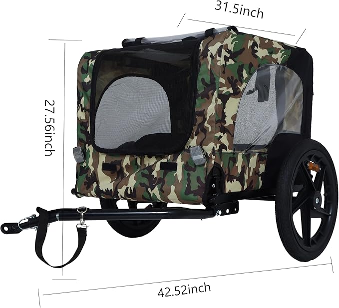 2-in-1 Dog Bike Trailer & Pet Carrier with Quick-Release Wheels, Foldable Steel Frame & Non-Slip Floor, 88 lbs Capacity for Medium/Small Dogs, Compatible with 20"-29" Bicycles