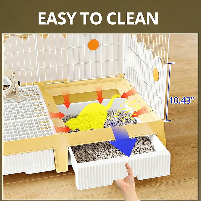 Oneluck Large Cat Cage Indoor On Wheels,Cat Enclosure with Litter Box Ideal for 1-3 Cats,Catio 35.5" L x 21.6" W x 44.4" H,Kennel for Cats
