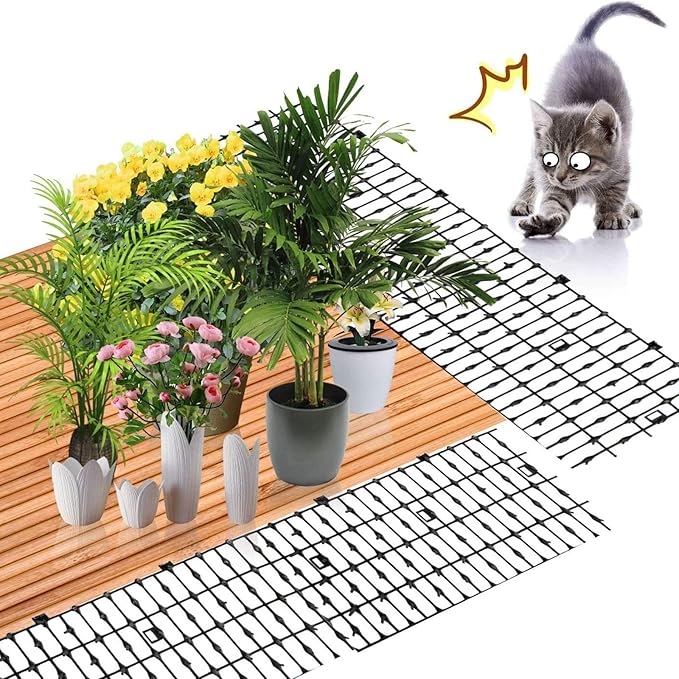 Cat Repellent Outdoor Scat Mat,6.5Ft Garden Cat Scat Spike Mat, Deterrent Scat Mats for Cats and Dogs,Cat Dog Animal Spikes Repellent Deterrent Mat for Garden, Fence