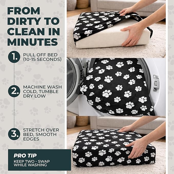 DUKE&LEFTY PetBed Slipcover-Stretch Soft Petbed Cover-Universal-Easy to Remove (Zipper Free)-Navy/Medium