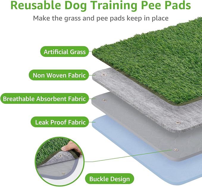 Dog Grass Mat with Pee Pad: Artificial Indoor Grass Potty Training Pads for Dogs Doggies Washable,Reusable Puppy Pads Leakproof on Outdoor Patio Balcony Apartment(39x31.49'')
