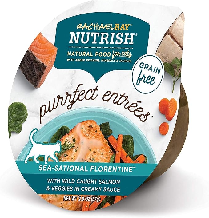 Rachael Ray Nutrish Purrfect Entrees Natural Wet Cat Food, Wild Caught Salmon, 2 Ounce Cup (Pack of 12), Grain Free