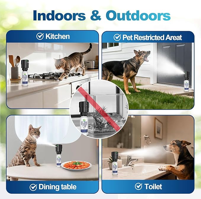 Cat Deterrent Spray Refill, Pet Spray Deterrent System, Motion Activated Cat System, Cat & Dog Odorless & Indoor, Up to 3 Feet Away, Pet Deterrent Spray Refill 6 Pack 23.34Oz
