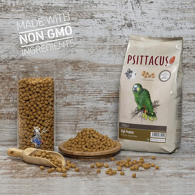 Psittacus High Protein 1.8 lb | Complete Pellet Diet for Amazons, Cockatoos and Ringneck Parrot | Premium Food for Birds, 100% no-GMO