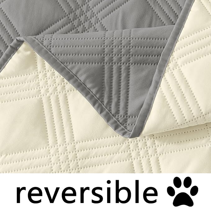 hyha Waterproof Dog Blanket, Reversible Pet Bed Blanket, Soft Sofa Couch Cover for Dogs Washable, Waterproof Pet Couch Covers for Sofa Puppy Cats Furniture Protector(52"x82", Grey/Beige)