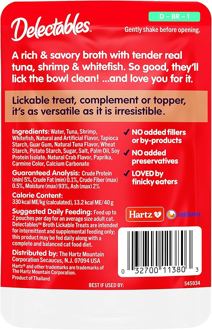 Hartz Delectables Savory Broths Variety Lickable Wet Cat Treats,(Pack of 24)