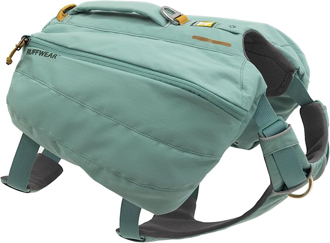 Ruffwear, Front Range Day Pack, Dog Backpack with Saddlebags, 5-Point Adjustment, 3 Leash Points, Padded Handle, Internal Mesh Pockets, Reflective Trim, Light Loop, River Rock Green, X-Small