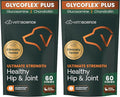 VetriScience Ultimate Strength Healthy Hip & Joint Chews, GlycoFlex Glucosamine,Chondroitin & Green-Lipped Mussel Support Supplement for Dogs, Soothe Joint Discomfort,Duck,60 Count (Pack of 2)