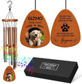 Personalized Pet Memorial Wind Chimes with Photo Pet Memorial Gifts for Dogs Pet Bereavement Gifts Custom 25.5 Inch Wind Chimes for Garden Patio for Loss of Dog Cat Puppy (Champagne Gold, Design 4)
