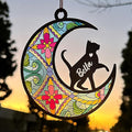 GIFTBYGIFTY Cat Memorial Suncatcher Ornaments, Personalized with Name and Breed, Loss of Pet Sympathy Gift for Cat Lovers, 3.5in Stained Glass Look Acrylic Ornament