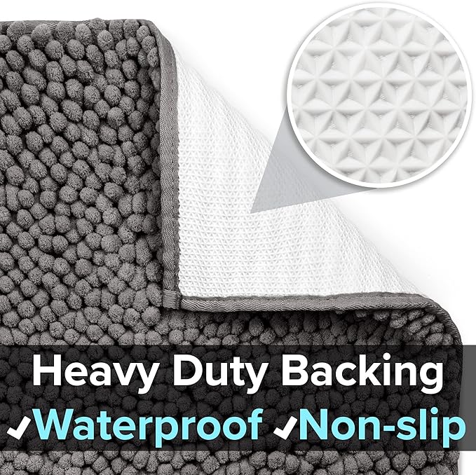 CatGuru Cat Litter Mat, Medium, Extra Large, XXL, Waterproof Litter Box Mat, Non Slip Kitty Litter Mat, Machine Washable Litter Trapping Mat, Soft Litter Tray, Cat Stuff (XL, Dark/Heavy-Duty)