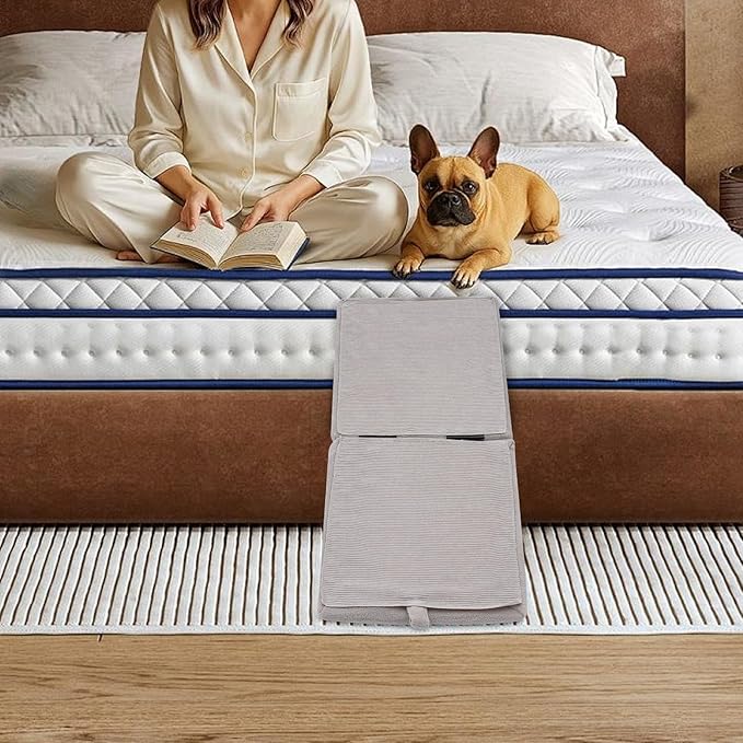Split Ottoman Dog Ramp, 2-in-1 Foldable Lightweight Folding Pet Ramps Stairs, Dog Ramp for Bed and Couch, for Small Animal, Small Dog, Large Dog, Elderly Pet (Dark Grey, 11.8 * 11.8 * 7.8in)