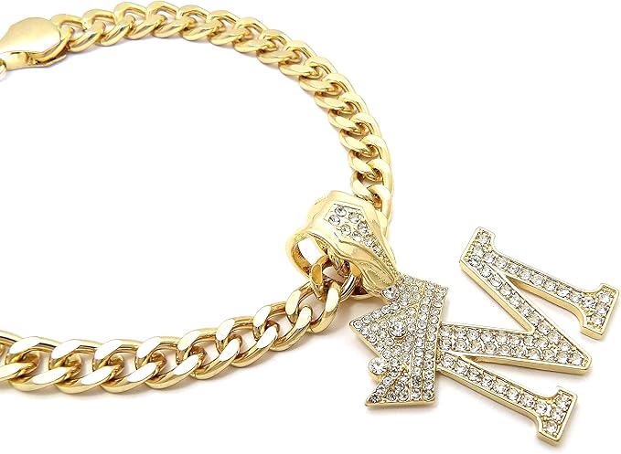 Initial Letter Cuban Chain Dog Chain Pet Chain Pet, Cat, Puppy Necklace (M, 30")
