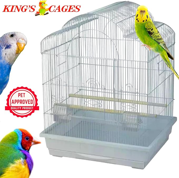 Kings Cages Model ES 2521 T Triple Top Bird Cage 25" x 21" x 30" Powder-Coated Non-Toxic Spacious Cage for Cockatiels Finches Parakeets Canaries and Similar Breeds (Black)