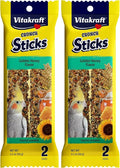 Vitakraft Crunch Sticks Golden Honey Flavor Bird Treat for Cockatiels (2 Sticks), 3.5 oz (Pack of 2)