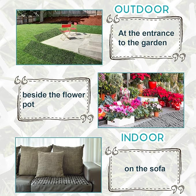 Zopeal 13ft Cat Repellent Mat with 12 Ground Stakes 12 Zip Ties, Spikes Deterrent Mat Keep Dog Off Couch for Indoor Outdoor Keep Pet Off Yard Garden