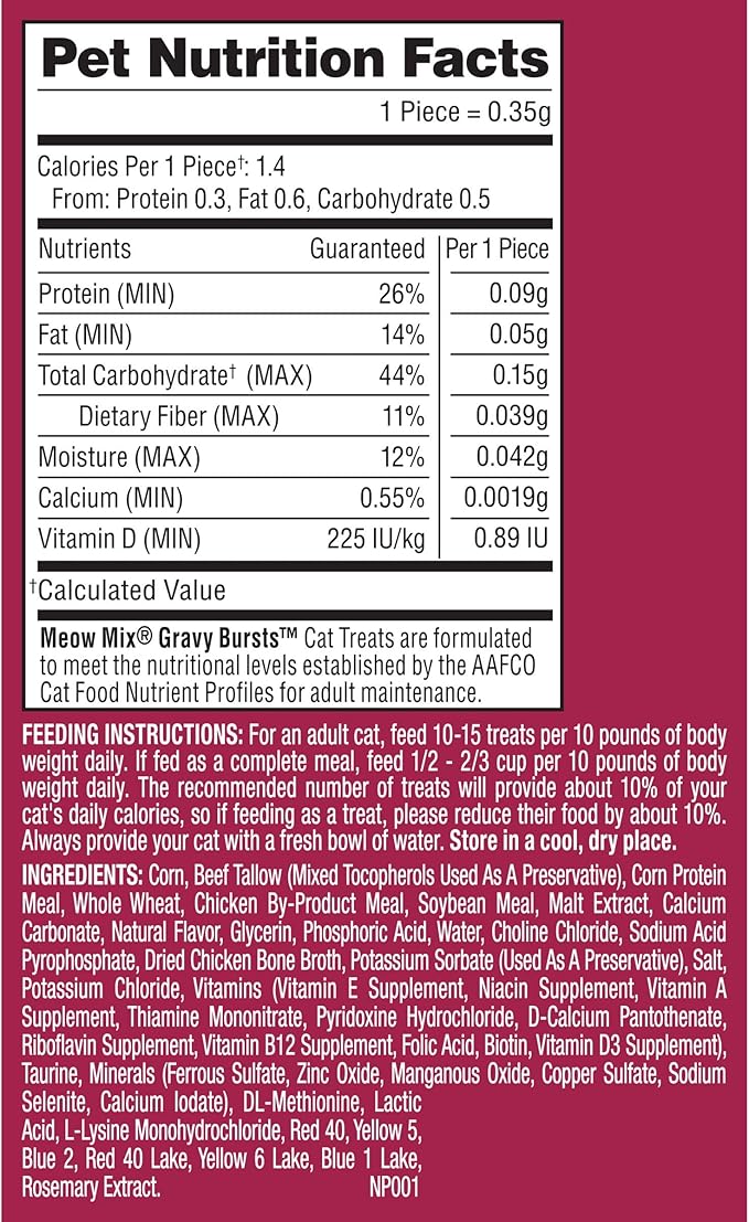 Meow Mix Gravy Bursts Chicken Flavored Cat Treats, 6.3 Oz. Bag (Pack of 5)