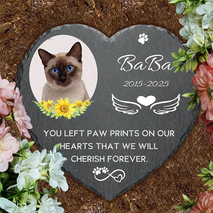 Alienc Personalized Pet Memorial Stone – Custom Dog & Cat Memorial Gifts for Loss, Outdoor Pet Grave Marker, Sympathy Keepsake for Dogs and Cats