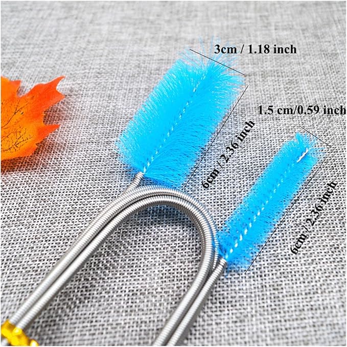90/155/200CM Aquarium Cleaning Brush for Hose Air Tube Stainless Steel Flexible Double Ended Pipe Brush Fish Tank(White,90cm)