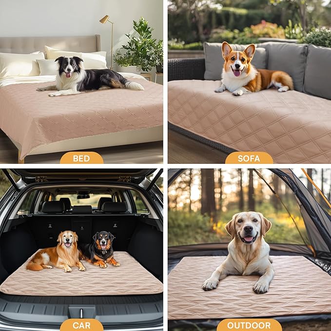 Luciphia 100% Waterproof Couch Cover Blanket for Dogs Anti-Slip Pet Couch Protector Sofa Mat Puppy Cat with Non-Slip Bottom, Beige, 30x70 Inch