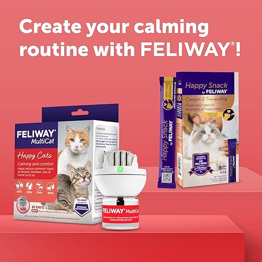 FELIWAY MultiCat 30 Day Cat Calming Plug In Pheromone Diffuser Starter Kit, 48ml - Helps Reduce Conflicts and Signs of Tension in Multi-Cat Households