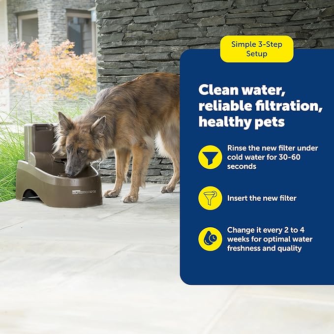 PetSafe Drinkwell Replacement Filter Pack for Outdoor Dog Water Fountain, 3 Carbon Filters & 1 Foam Filter