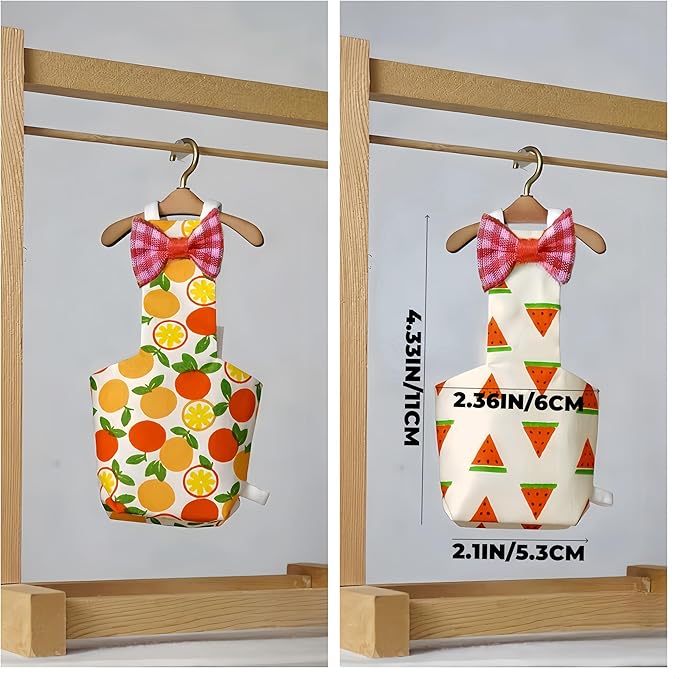 2Pcs Bird Diapers Bird Harness Flight Suits Diapers with 2Pcs 80 Inch Flying Leash Parrot Nappy Pigeon Pants Urine Wet Suit for Cockatiel Conure Macaw Budgies Parakeet-Watermelon&Orange